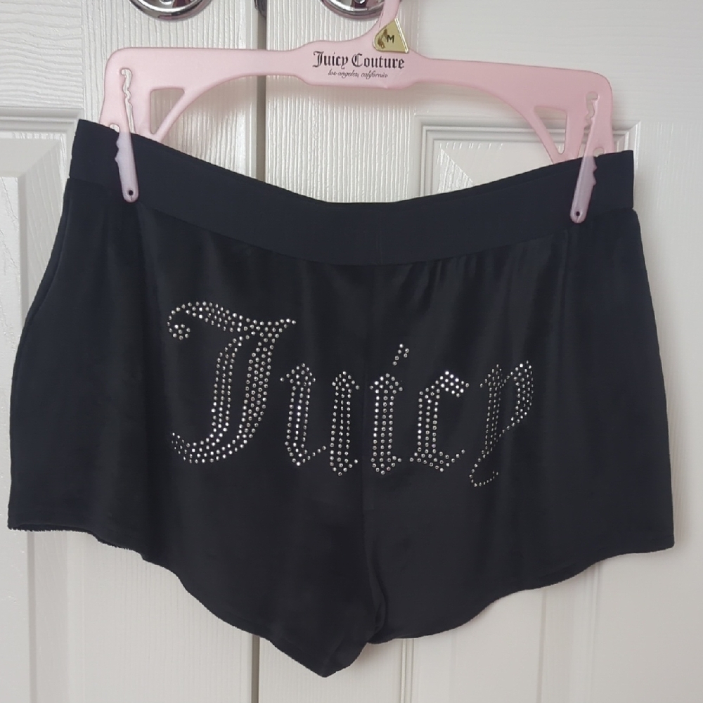 Juicy Couture Black Pajama Shorts with Silver Accents